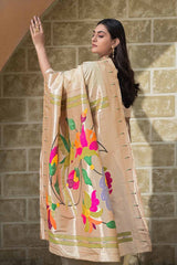 Beige Woven Silk Blend Saree