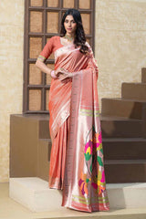 Red Woven Silk Blend Saree