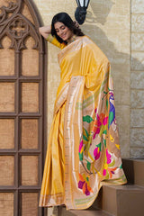 Yellow Woven Silk Blend Saree