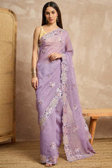 Purple Tissue Woven Saree