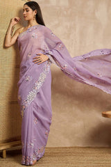 Purple Tissue Woven Saree