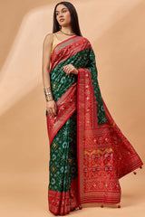 Green Silk Blend Woven Saree