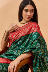 Green Silk Blend Woven Saree