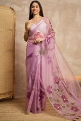 Purple Organza Woven Saree