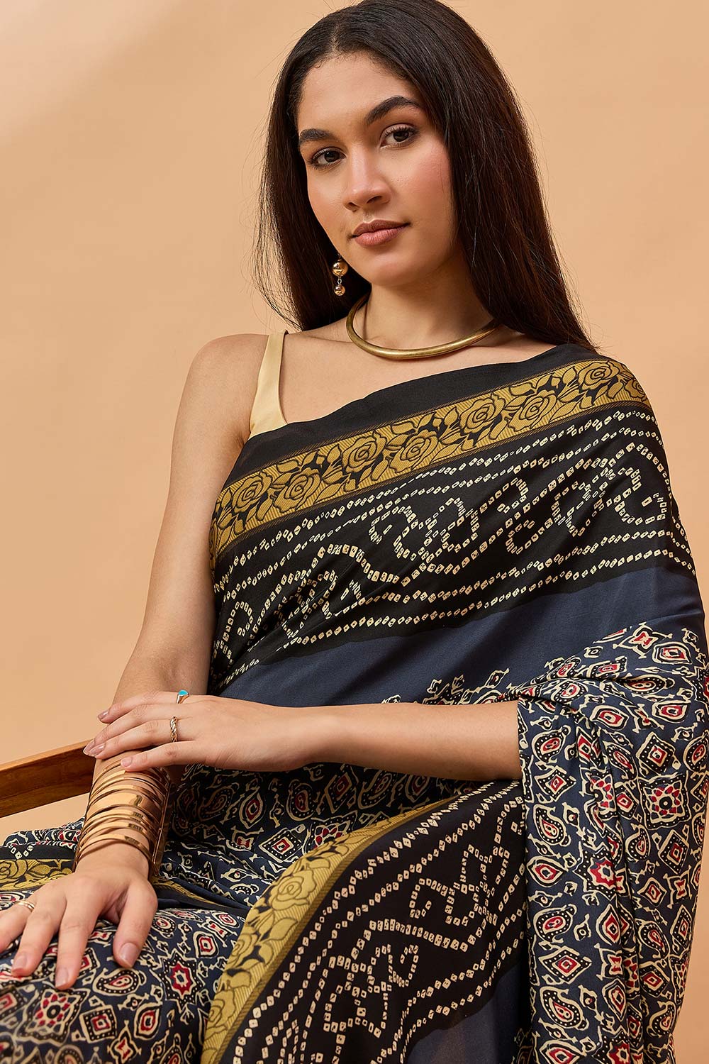 Blue Satin Woven Saree