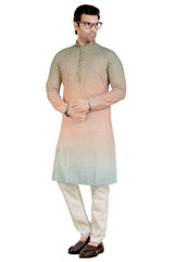 Men's Green Rayon Cotton Kurta Pyjama Set