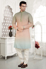 Men's Green Rayon Cotton Kurta Pyjama Set