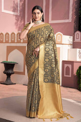 Brown Ikat Cotton Silk Saree