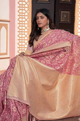 Pink Ikat Cotton Silk Saree