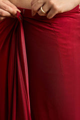 Maroon Lycra Solid Saree