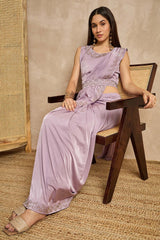 Purple Lycra Solid Saree