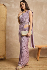 Purple Lycra Solid Saree