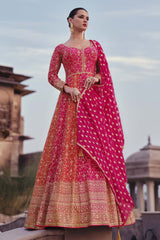 Rani Pink Georgette Embroidered Readymade Suits