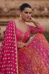 Rani Pink Georgette Embroidered Readymade Suits