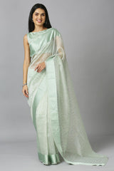 Sea Green Organza Stone Work Party Wear Designer Saree