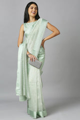 Sea Green Organza Stone Work Party Wear Designer Saree