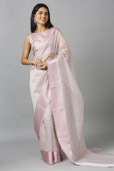 Baby Pink Organza Stone Work Party Wear Designer Saree