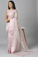 Baby Pink Organza Stone Work Party Wear Designer Saree