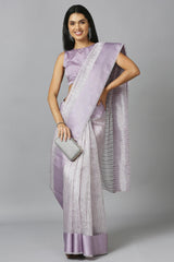 Light Lavender Organza Stone Work Party Wear Designer Saree