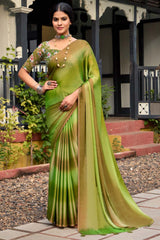 Green Printed Chiffon Saree