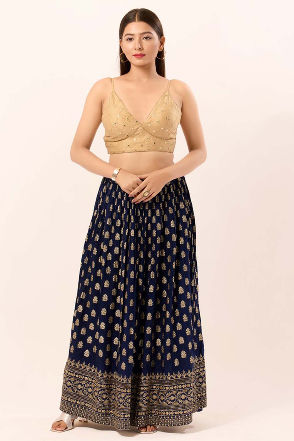 Gold Dupion Silk V-Neck Sleeveless Blouse