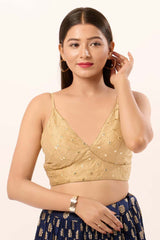 Gold Dupion Silk V-Neck Sleeveless Blouse