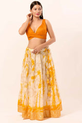 Mustard Silk V-Neck Sleeveless Blouse