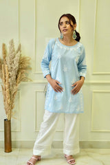 Bela chikankari Co-ord set in Blue