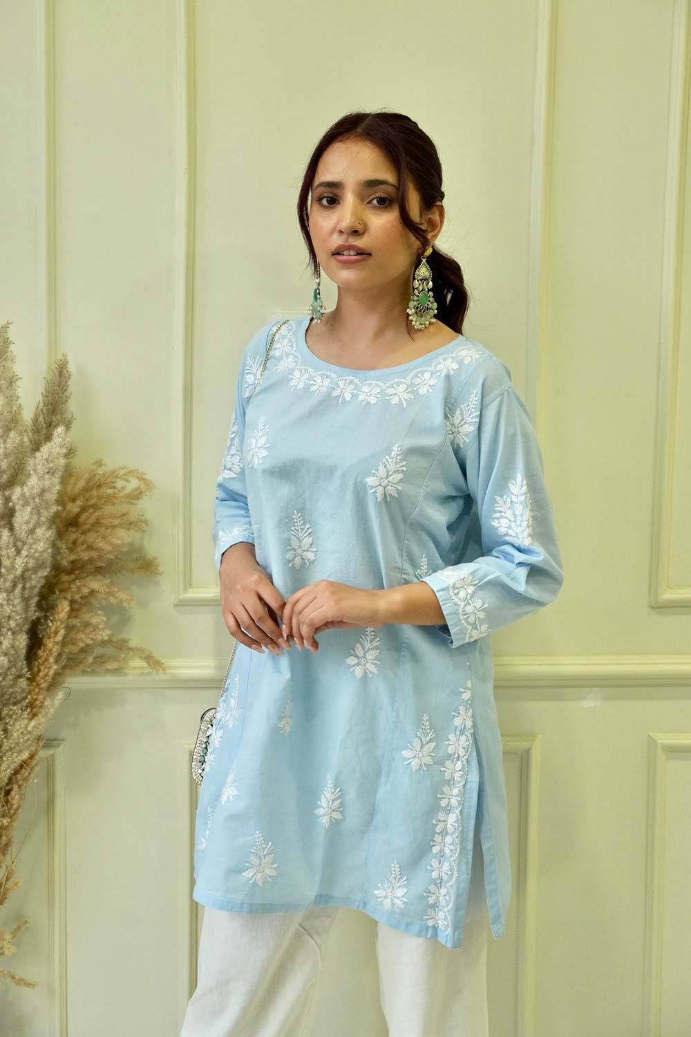 Bela chikankari Co-ord set in Blue