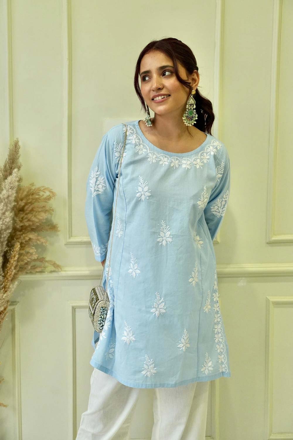 Bela chikankari Co-ord set in Blue