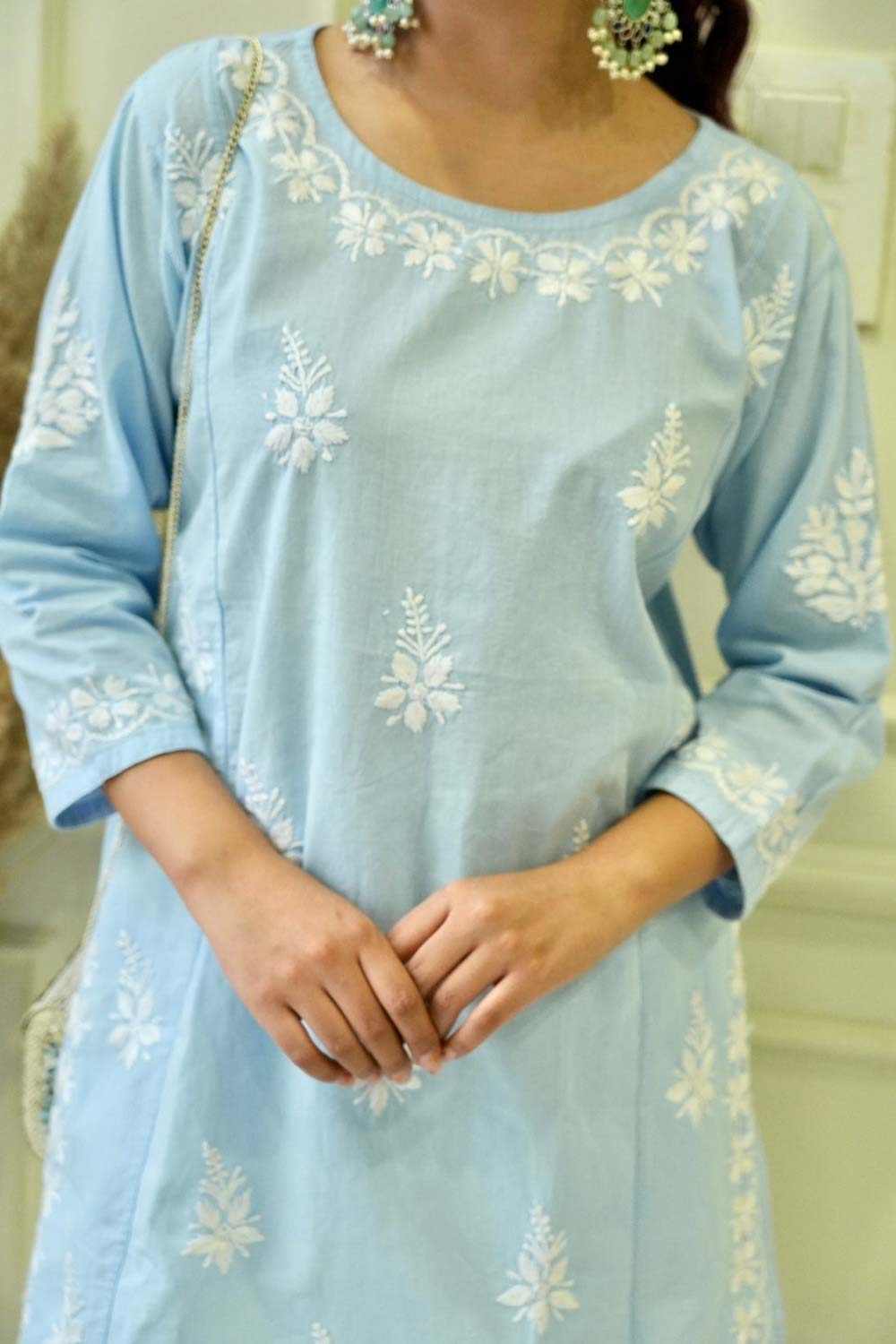 Bela chikankari Co-ord set in Blue