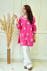 Bela chikankari Co-ord set in Hot Pink