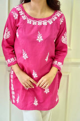 Bela chikankari Co-ord set in Hot Pink