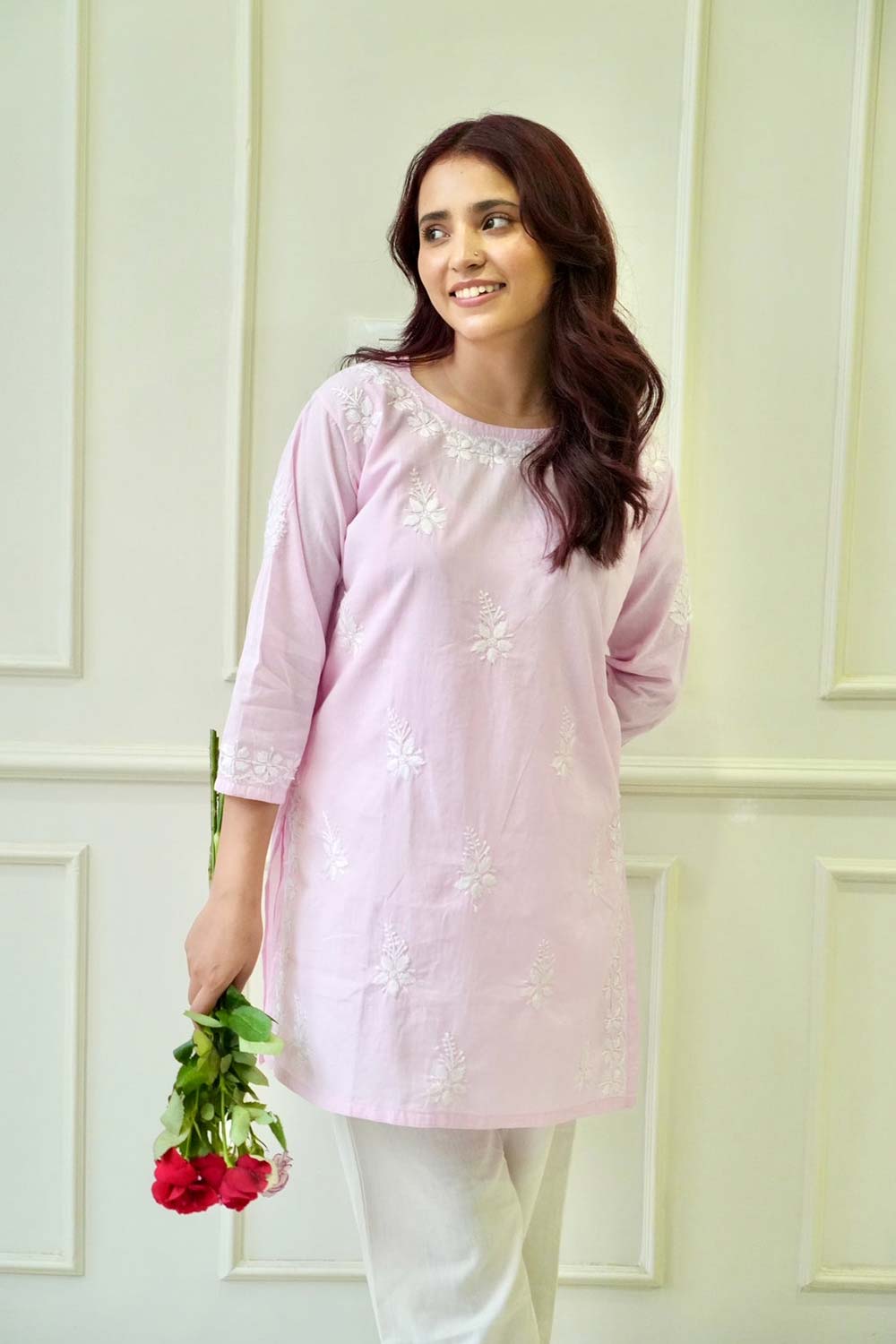 Bela chikankari Co-ord set in Pink