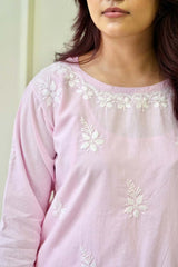 Bela chikankari Co-ord set in Pink