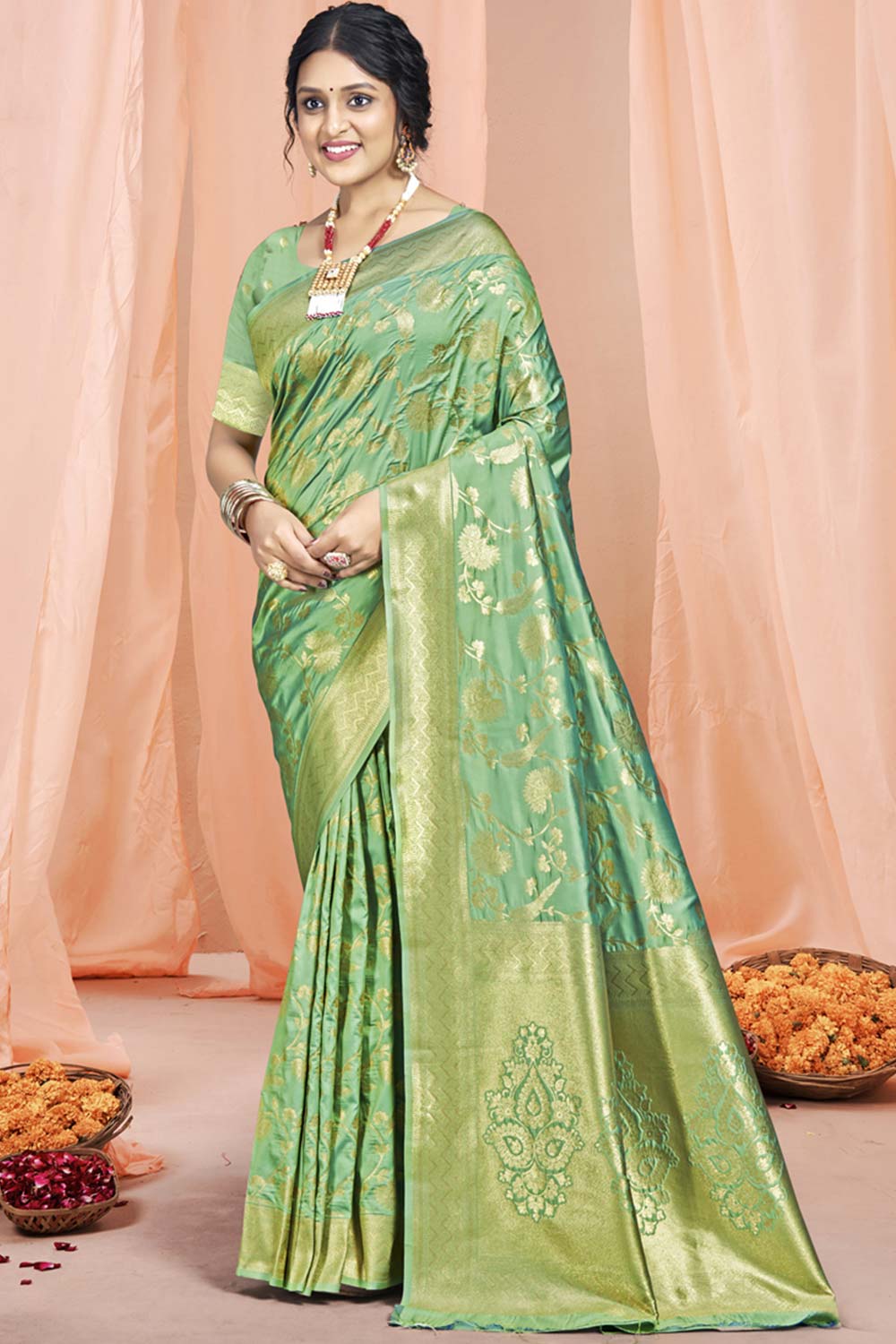 Green Silk Weaving Designer Saree