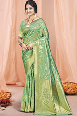 Green Silk Weaving Designer Saree