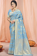 Sky Blue Silk Weaving Designer Saree