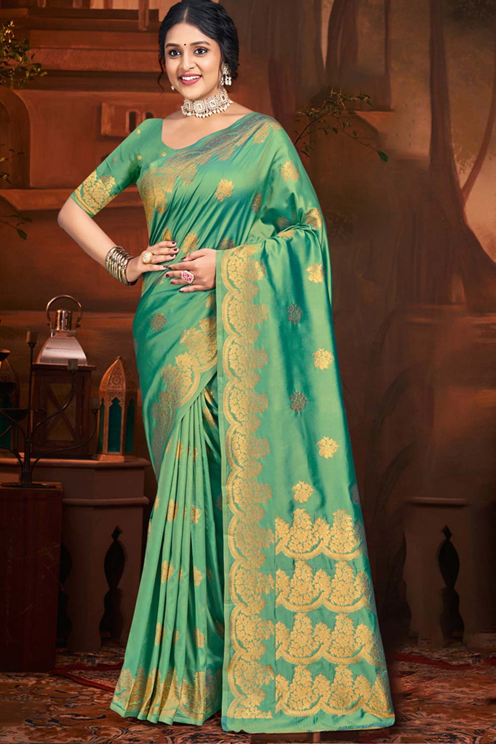 Green Silk Weaving Designer Saree