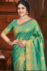 Green Silk Weaving Designer Saree