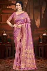 Onion Pink Silk Weaving Designer Saree