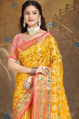 Yellow Silk Weaving Designer Saree