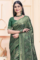 Green Satin Silk Weaving Designer Saree