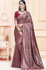 Maroon Satin Silk Weaving Designer Saree