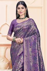 Purple Satin Silk Weaving Designer Saree