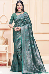 Rama Satin Silk Weaving Designer Saree