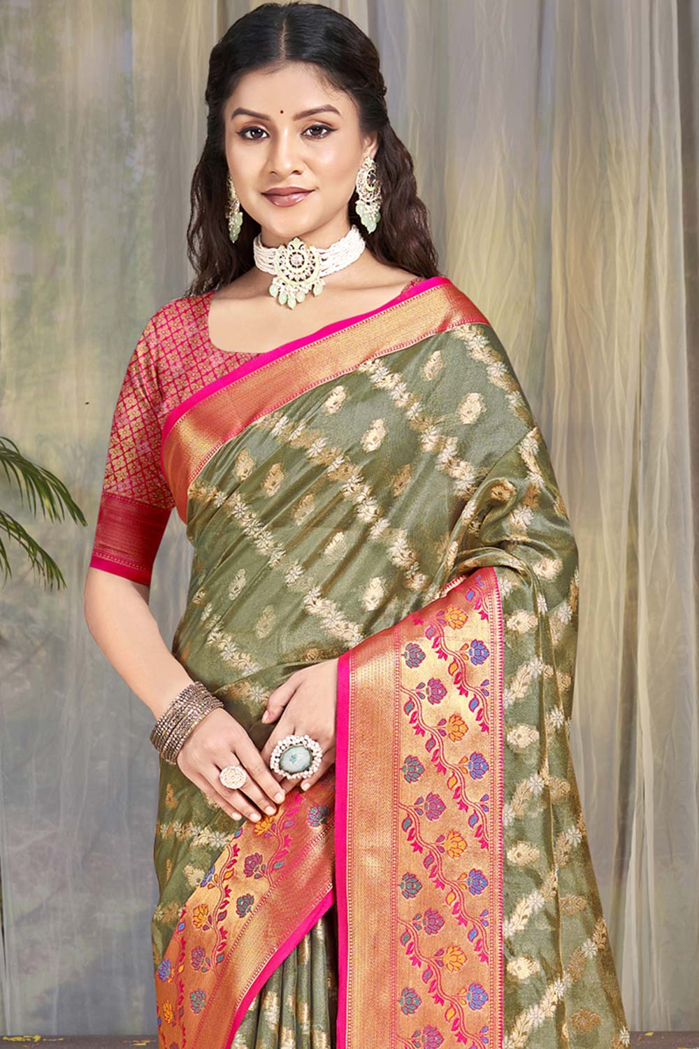 Grey Silk Weaving Designer Saree