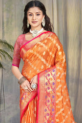 Orange Silk Weaving Designer Saree