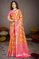 Orange Silk Weaving Designer Saree