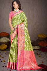 Light Green Silk Weaving Designer Saree